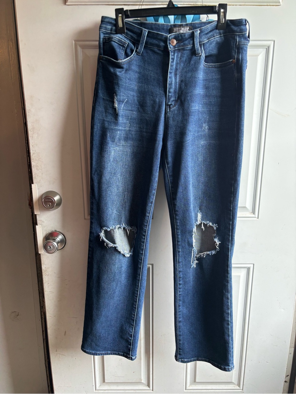 Judy Blue Dark Blue Straight Leg Ripped Jeans
